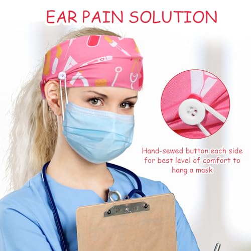 Willbond WILLBOND-793500 6 Pieces Button Headbands Non Slip Nurse Headbands Stretchy Headwraps Nonslip Yoga Sweatbands thumb #2
