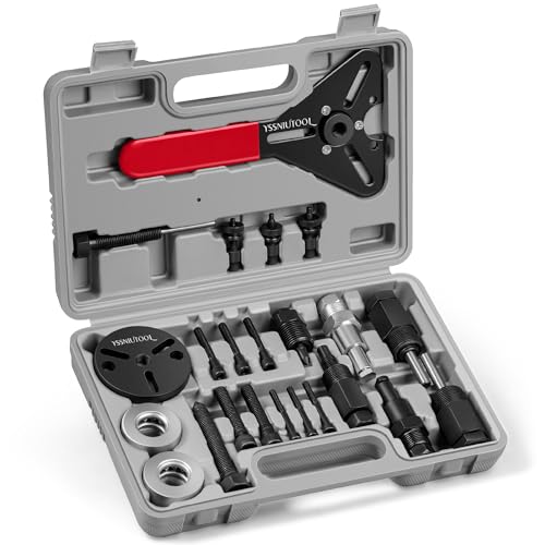 Air Conditioner Clutch Holding Tool A/C Compressor Clutch Remove Install Kit 23 Piece Compressor Tool kit Complete Set of Automotive Tools, hub with Spanner