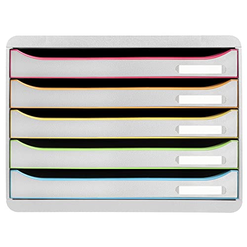 Exacompta - ref. 307798D - Ladebox - Bureau - kantoor STORE-BOX met 7 laden, 4 laden voor A4 documenten en 3 MINI laden - Afmetingen: Diepte 27 x Breedte 35,5 x Hoogte 27,1 cm- Zwart/harlekijn