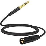 HOSONGIN XLR Male to 1/4 TRS Male Balanced Cable, 6.35mm to XLR Balanced Audio Cord for DJ Equipment, Live Sound, Studio Mixers,Guitar, Headset, 6 Feet