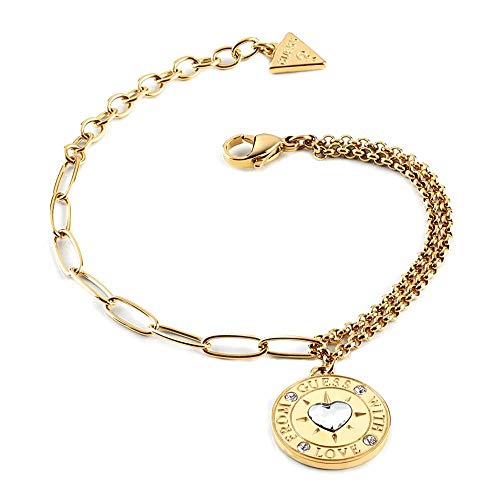 GUESS GUESS Bracelet With Love Da UBB70001 oro acciaio inox moneta placcato cuore Swarovski