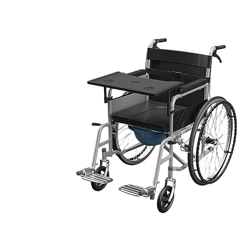 車椅子折りたたみライトベルト座っている高齢者スクーター高齢者ポータブル旅行超軽量トロリートイレ付き (トイレ防水レザーモデル センドテーブル)