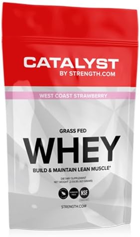 ALL NATURAL 100% Grass Fed Whey Protein, NSF Certified for Sport CATALYST by Strength, West Coast Strawberry (2.02 lbs) 100% Naturally Sweetened