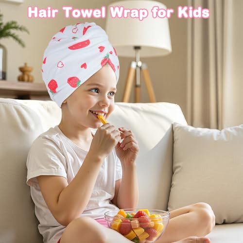 Image of FIOBEE Microfiber Hair Towel Wrap for Kid Girls Rapid Drying Hair Turbans