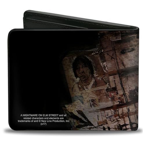 Buckle-Down Men's Pu Bifold Wallet-Elm St/Scratch & Scribbles/Freddy Shadow2