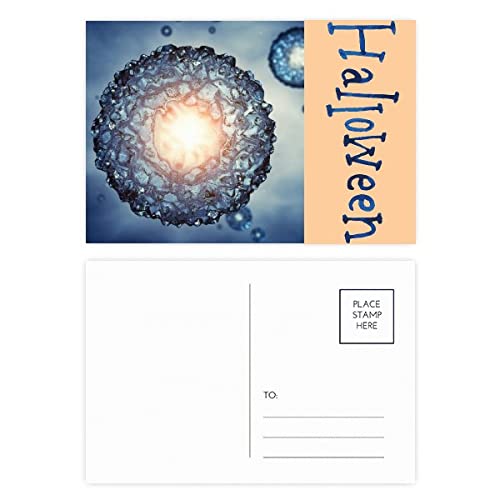 Cartes postales d'Halloween Blue Science Cells motif microcosmique pour correspondance et collection