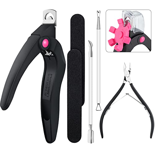6 Pieces Nail Art Tools Set, Acrylic Nail Clipper Nail Cutter with Stainless Steel Cuticle Trimmer, Cuticle Pushers, Triangle Peeler Scraper, Nail Files Manicure Tool for Fingernails Toenails (Black)