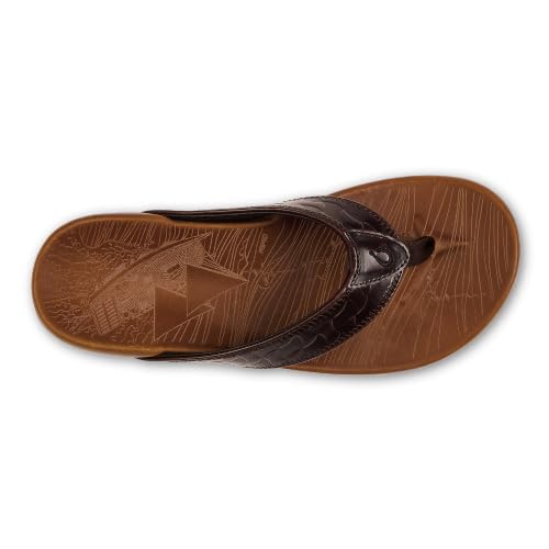 Image of OLUKAI Hikianalia Men's Leather Sandal, Full-Grain Leather, Non-Marking Rubber Traction Pads & Compression Molded Footbed