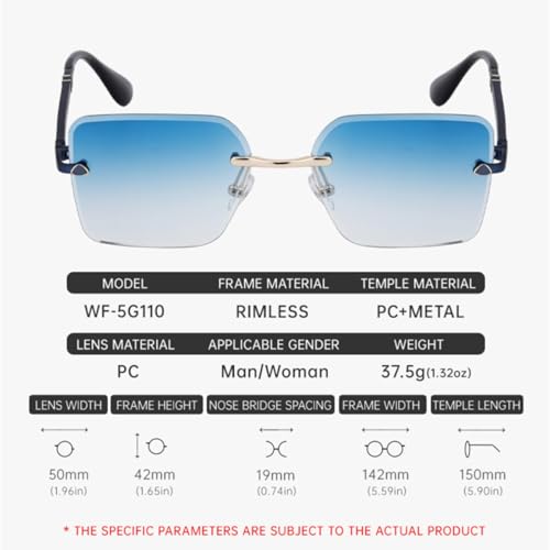 Lunettes de soleil sans monture à haute protection UV et branches légères - 7