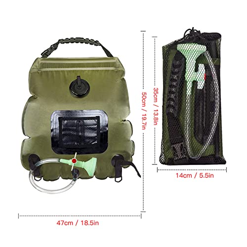 Bolsa de ducha solar plegable y ligera de 20L con calentamiento solar para uso portátil, incluye interruptor de encendido/apagado, ideal para viaje al aire libre, natación, playa, senderismo y ciclismo miniatura 2