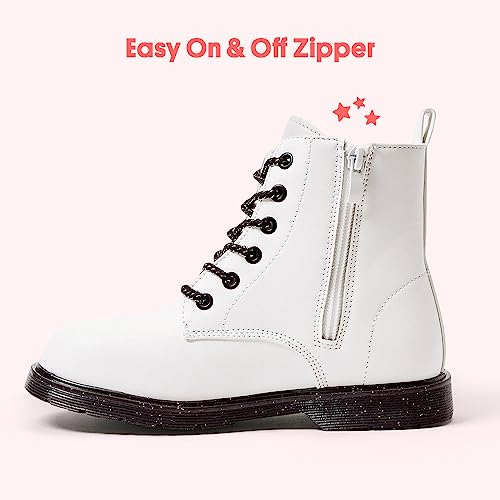 FabKids Girls Fashion Ankle Boots Cute Combat Boots Lace Up Non-Slip Short Boots for Toddler Little Kid Big Kid2