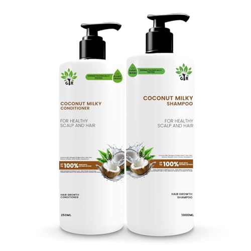 Image of GIR Coconut Milky Shampoo - 1L & Conditioner- 250ML Combo - Special Coconut & Milk Formula - for strength & shine Hair