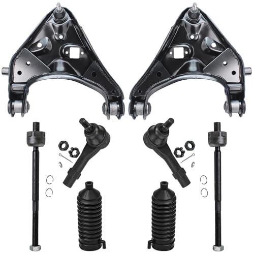 Image of Detroit Axle - 8pc Front Lower Control Arms Kit for Ford Ranger Explorer Mazda B2500 B3000 B4000 Mercury Mountaineer, 2 Control Arms w /Ball Joint 2 Outer Tie Rods 2 Inner Tie Rods 2 Boots Replacement
