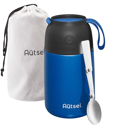 Autsel Termo para Comida 700ml, Recipiente Térmico para Comida, Frasco Acero Inoxidable Contenedor Térmico, Botella de Acero Inoxidable Aislada para Alimentos con Bolsa Aislada e Cuchara Plegable