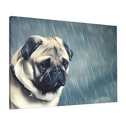 Toile carlin amusante et affiche moderne de chien pour decoration cuisine 40x61