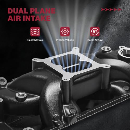 Image of 7561 53026 Air Gap Intake Manifold Dual Plane Aluminum Compatible with Chevy Big Block BBC 396 402 427 454 6.5L 6.6L 7.0L 7.4L V8 Engine 1966-2000