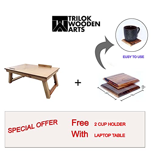 Image of Multi-Purpose Portable Wooden Foldable Laptop Table with Foldable Legs /Computer Stand for Reading Writing on Bed, Couch, Sofa, Floor