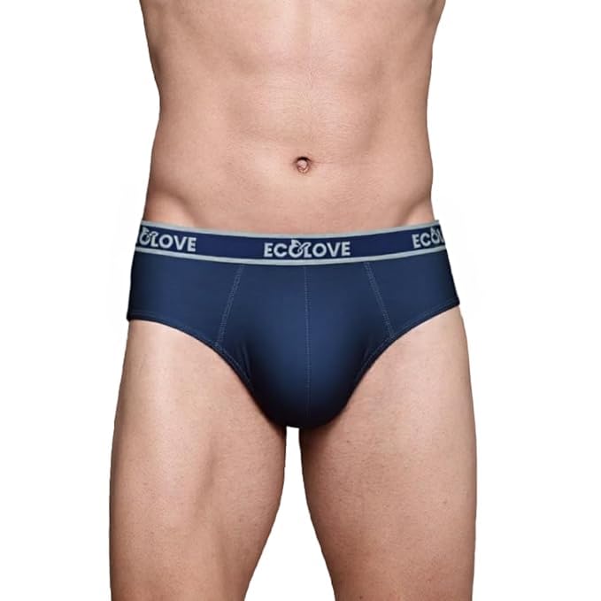 Image of EcoLove Men's Brief Underwear, Black Navy Blue Dark Grey with Elastic Waistband