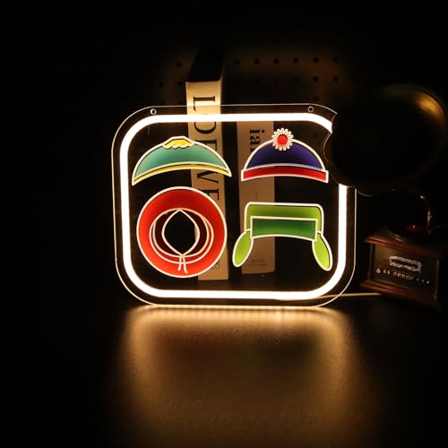 Image of Cute Hat Neon Signs for Wall Decor,11.8*9.5 IN, South LED Signs with Dimmer Switch for Bedroom, USB Power Neon Pork Lights for Gameroom, Party, Birthday Decor and Gifts for Boys and Girls