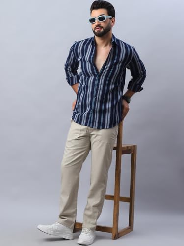 Image of Indian Needle Men's Striped Regular Fit Shirts