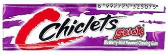 10x Chiclets Stick Blueberry Chewing Gum Mint Shipping From Thailand