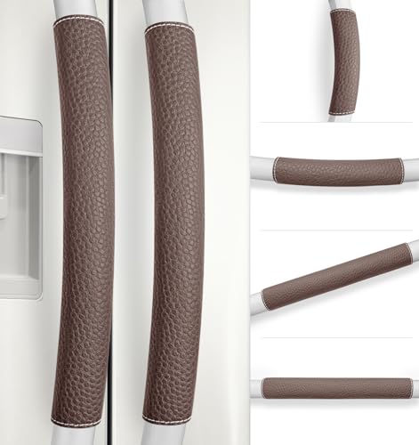 Refrigerator Handle Covers, 6 PCS, Adjustable Appliance Handle Covers, Keep Your Kitchen Clean, Microwave Oven Stove Dishwasher Handle Protector, Non Slip Fridge Handle Cover (Dark Brown)