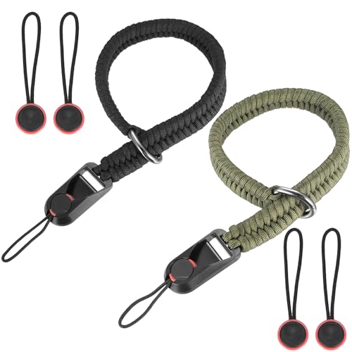 Zrfgbxim Lot de 2 sangles de poignet pour appareil photo reflex numérique, sangles de sécurité réglables en corde paracorde