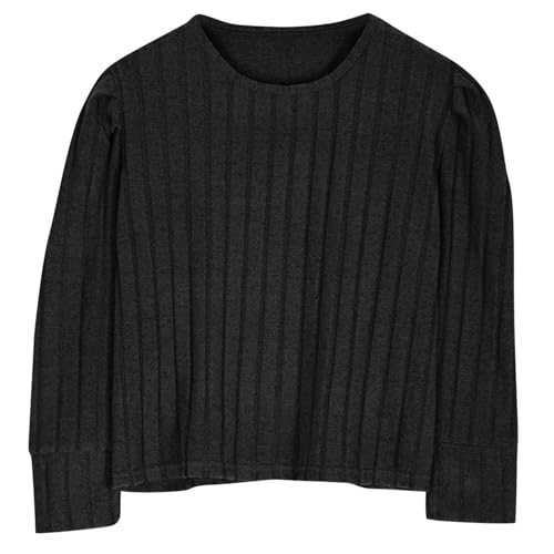 Girls Puff Long Sleeve Shirts Solid Holiday Party Tees Elegant Tunic Shirts Casual Dressy Crewneck Blouse Tops Fashion2