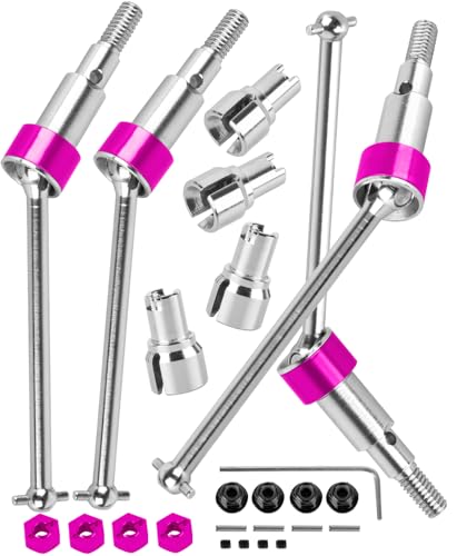 RcarmumbWow RC Driveshaft CVD Upgrades Part for 1/18 Granite Grom Mega 380 Brushed 4x4 Monster Truck RTR,Harden Steel #45 Front Rear Drive Shafts Axles,4pcs,Pink