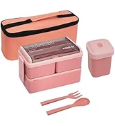 Bento Lunch Box Leakproof Lunch Box with Compartments -Microwave and Dishwasher Safe Bento Box wi...