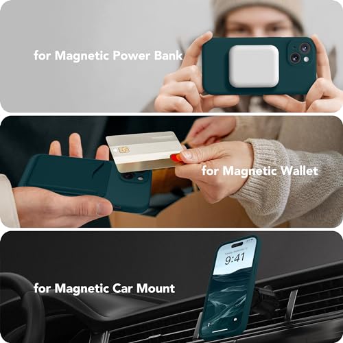 Image of Magnetic for iPhone 14 Case, Compatible with MagSafe, [Full Camera Protection][Screen Protector] Silicone Shockproof Protective Phone Case for iPhone 14 6.1 inch, Deep Blue