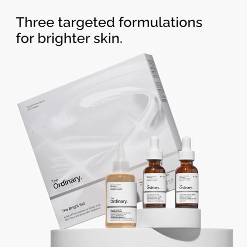 The Ordinary The Bright Set, 3-Step Regimen for Radiant, Even Skin Tone with Glycolic Acid 7% Exfoliating Toner, Alpha Arbutin 2% + HA, and Caffeine Solution 5% + EGCG Eye Serum | Skin Care Set