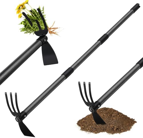 Lilyvane Hoe Garden Tool,45 Inch Long Garden Hoe and Cultivator, ...