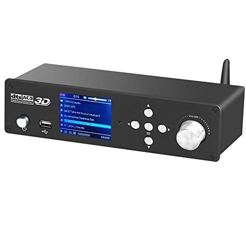 5.1CH Surround Sound Decoder Separator Converter for DTS AC3, 4K 60Hz HDMI 2 in 1 Out, HDCP 2.2 HDR, Digital Analog Audio Video System 192Khz/24Bit, with Bluetooth 5.0 Receiver