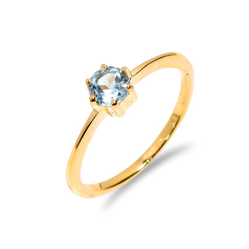 Bague de promesse homme et femme en argent avec topaze bleue pour le quotidien