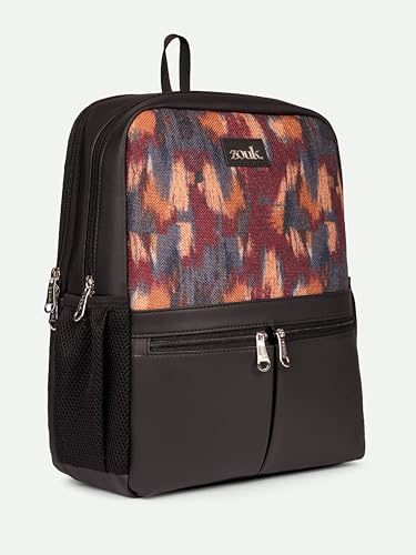 Image of ZOUK Men's Office Laptop Backpack (15.6 Inch) | Vegan Leather Travel Bag with Dual Compartments, Padded Laptop Sleeve, Trolley Sleeve, Waterproof Lining & Multiple Pockets |