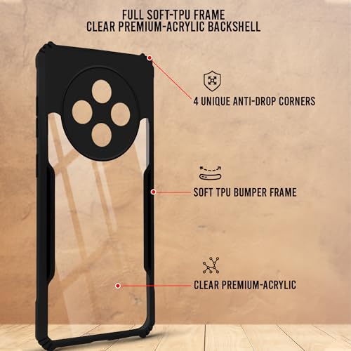 Image of Jkobi Back Cover Case for Oppo Reno 12F 5G (Shockproof with Polycarbonate Clear Panel | Professional Black)