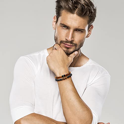 M MOOHAM Christmas Gifts for Men Bracelets - Tiger Eye Bracelet Men Birthday Gifts for Men Unique Initial Bracelet for Men Gifts for Teen Boys Gifts Ideas 14-16 Christmas Gifts for Teens - Image 3