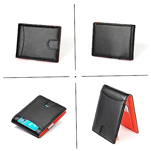 Ultrathin Mens Folding Wallet with Rfid Protection Coin Pocket Photo Holder and Money Clip Durable Cowhide Billfold for and Daily Use Black3