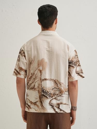 Image of Pinkmint Men Printed Cotton Flex Shirt | Stylish Designer | Regular Fit Floral & Abstract Print Shirt for Men (Available in Plus Size)