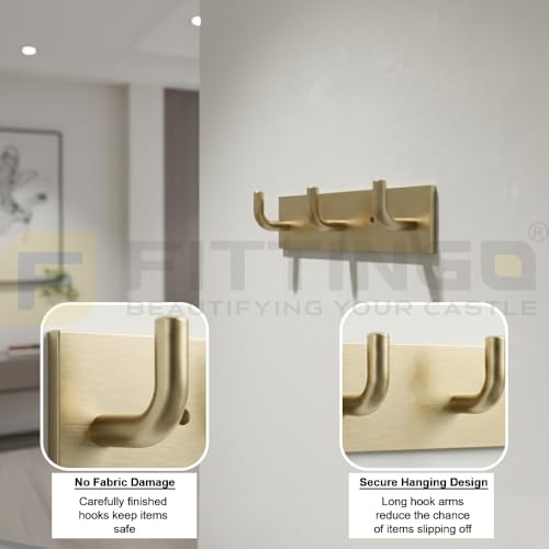 Image of Stainless Steel 3 Hook Cloth Hanger for Door /Dress Hanger Wall Mount /Bathroom Hooks for Hanging Clothes (Antique) Pack of 1-| 3 Years Warranty |