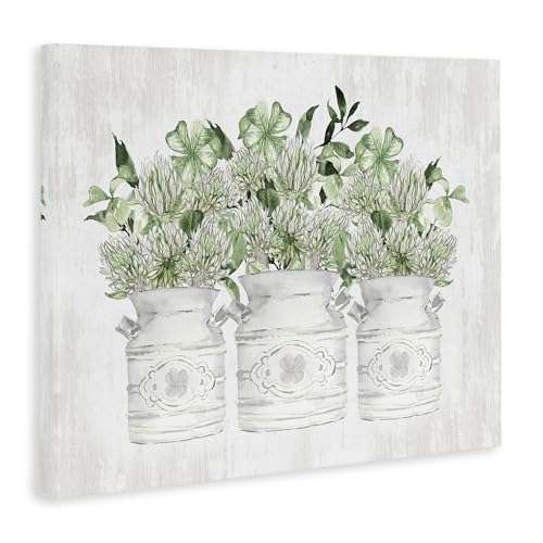 Image of 'Rustic Shamrock Bouquets'| Canvas Art | Stupell Industries | 48 x 36 Inches, Easy to Hang and Sturdy, Made in USA, by Lettered and Lined