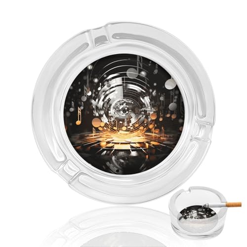 Cenicero de cristal para cigarrillos, con temática musical, para fumadores, hogar, oficina, interior y exterior, decorativo
