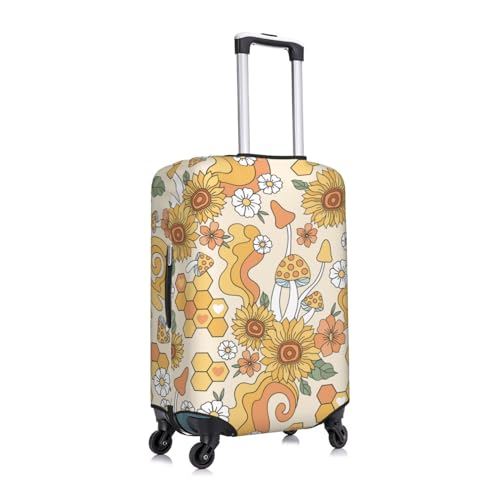 Groovy Hippie Flower Mushrooms Print Washable Luggage Cover - Fashion Suitcase Protector Fits 18-32 Inch Luggage3