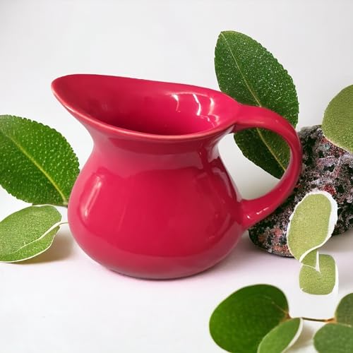 Image of Ceramic Red 380 ml Sauce Boat or Tea or Gravy Pot Microwave and Dishwasher Safe (Mirakii 472 GRPT)