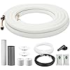 Della 33 Ft Mini Split Line Set, Includes 1/4 & 1/2 O.D. Copper Pipes with Flared Nuts and a 3/8 Thick White PE Insulated Coil, Perfect for Mini Split AC and Other HVAC Systems