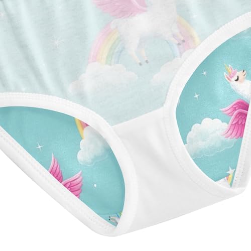 Cute Llamas Rainbows Blue Toddler Girl Undies, Girls' Underwear, 2T–8 Years4
