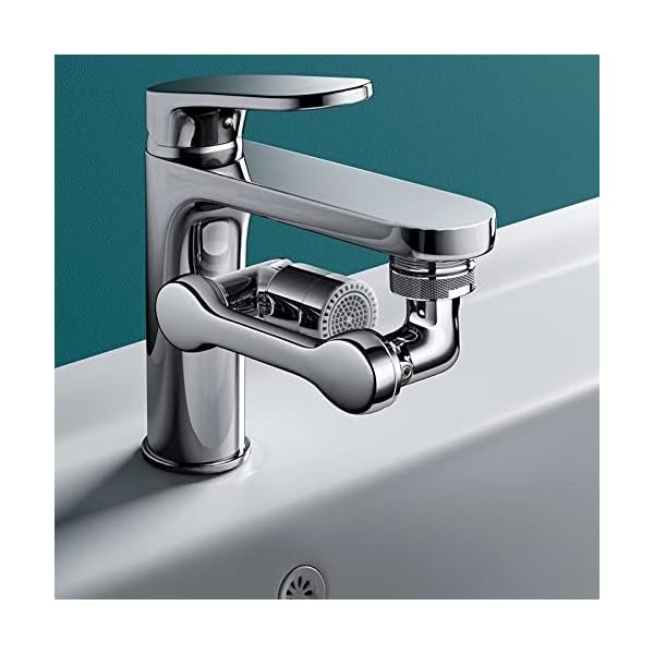 Drehbarer Multifunktionaler Verlängerungshahn, 1080° Drehbare Wasserhahn, Wasserhahn Verlängerung Aufsatz mit 2 Sprühfunktion, Strahlregler Schwenkbarer Wasserhahn, 1er-Pack – Bild 7
