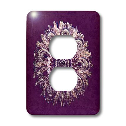 Mandala floral prune cache prise électrique décoratif violet