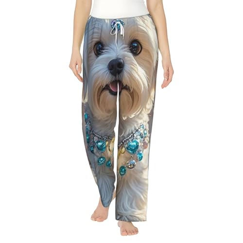 Mens Pajama Pants Soft Pajama Bottom Lovely Maltese Dog Sleep Pant Lounge Pants with Pockets PJ Bottoms3